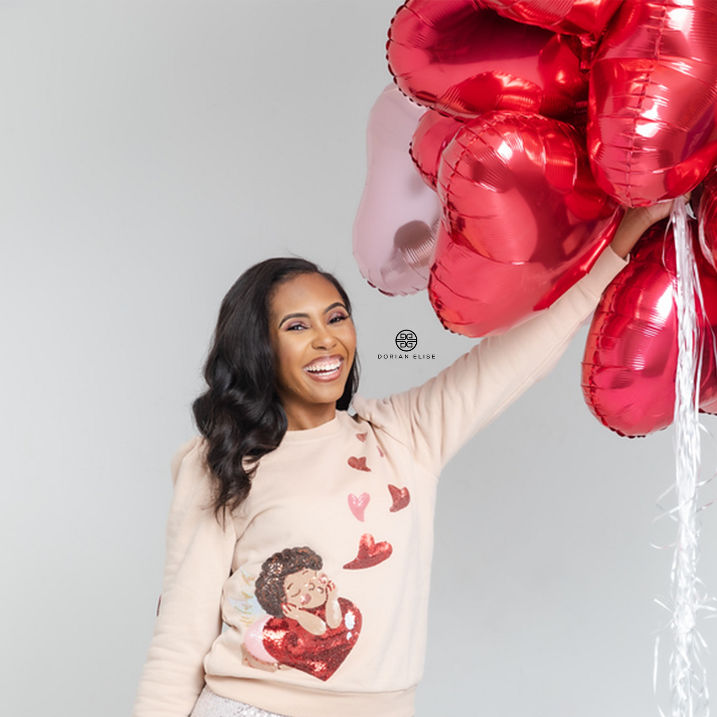 Cupid's Heart Cupid Valentine's Day Sequin Luxe Sweatshirt