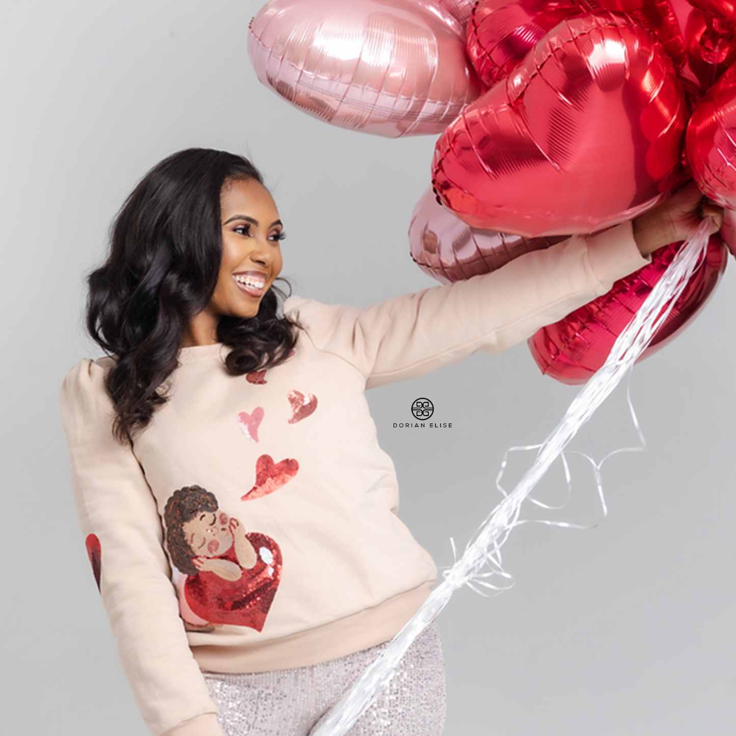 Cupid's Heart Cupid Valentine's Day Sequin Luxe Sweatshirt