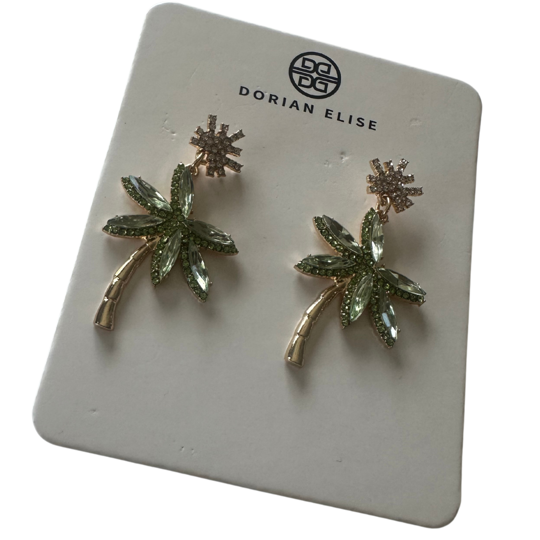 Green Palm Tree Statement Earring