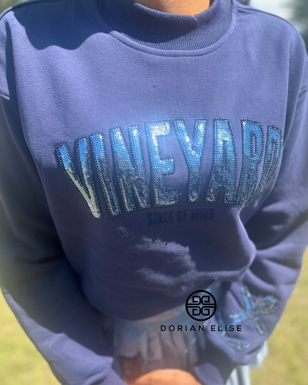 Vineyard State of Mind Luxe Sequin/Beaded Sweatshirt