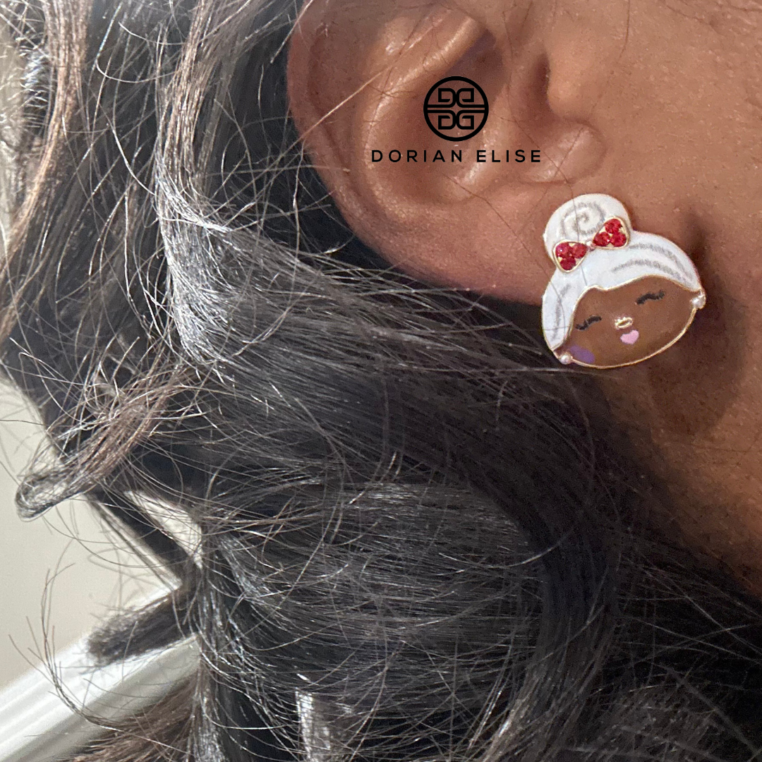 Mama Claus Black Mrs. Claus Earrings