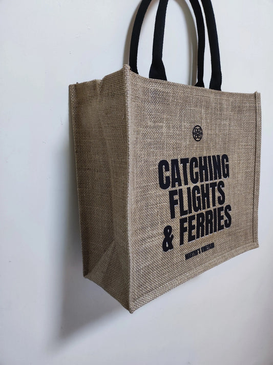 Catching Flights & Ferries Martha's Vineyard Jute Bag