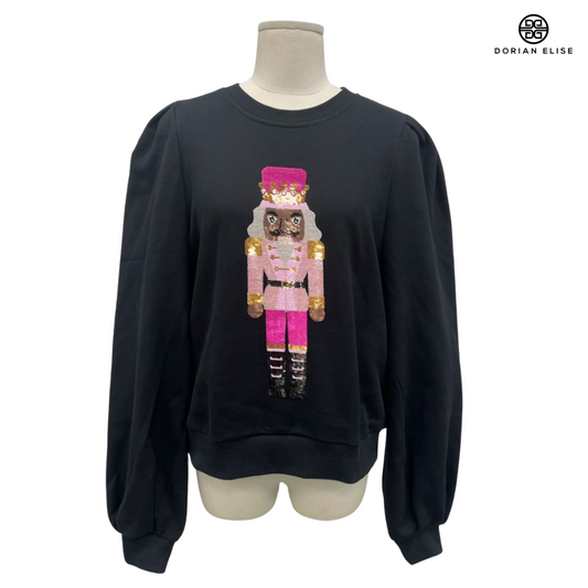 Hot Chocolate Nutcracker Sequin Luxe Women's Black Nutcracker Sweatshirt