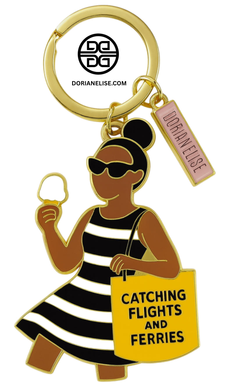 Catching Flights & Ferries Enamel Keychain