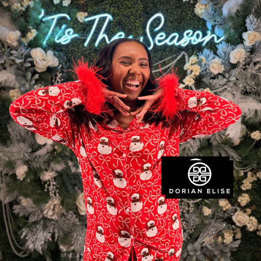 Red Luxe Black Santa Bow Lounge Set With Detachable Feathers