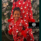 Red Girl’s Luxe Black Santa Bow Lounge Set With Detachable Feathers