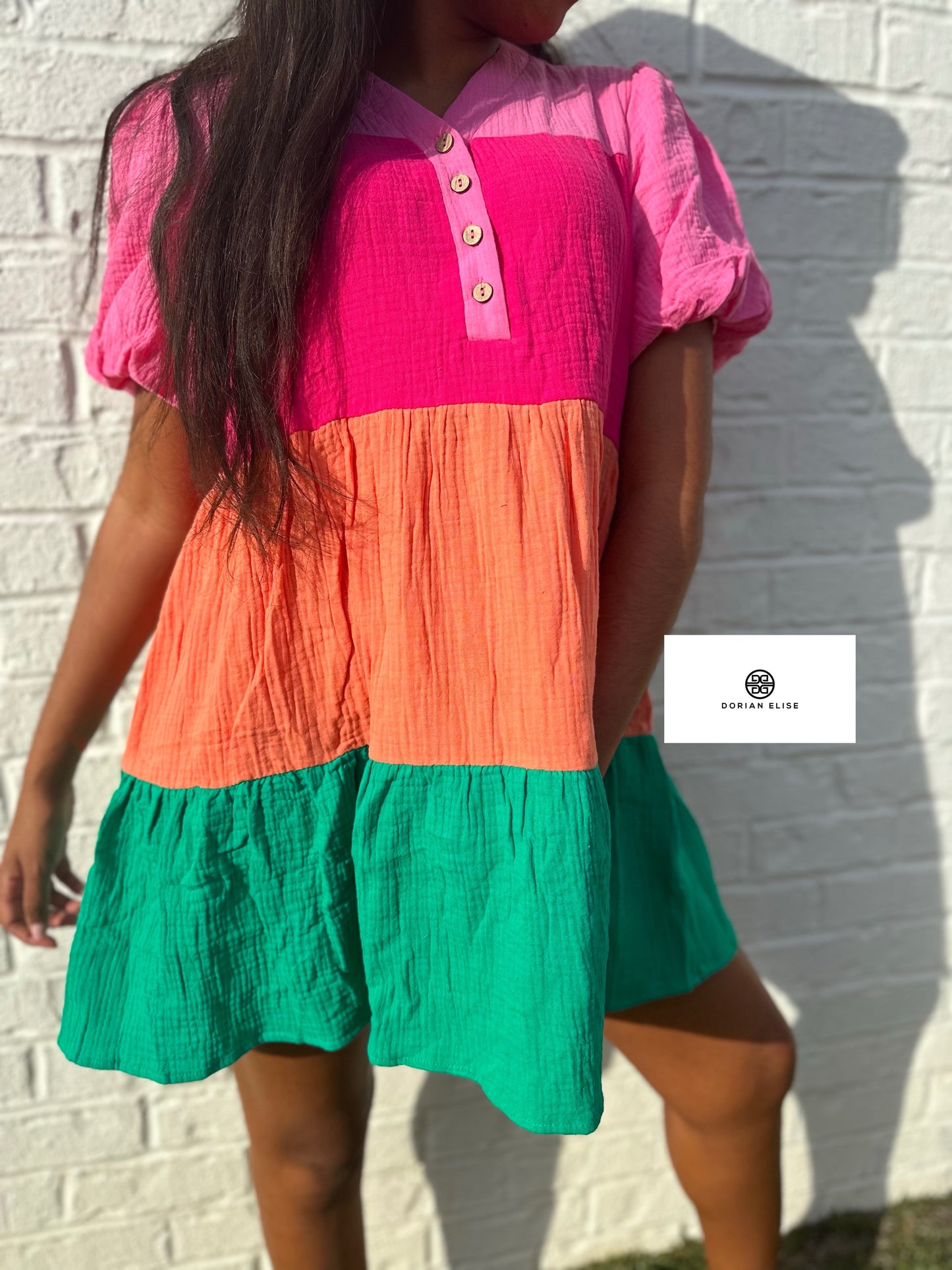 Tropical Sunset Colorblock Dress