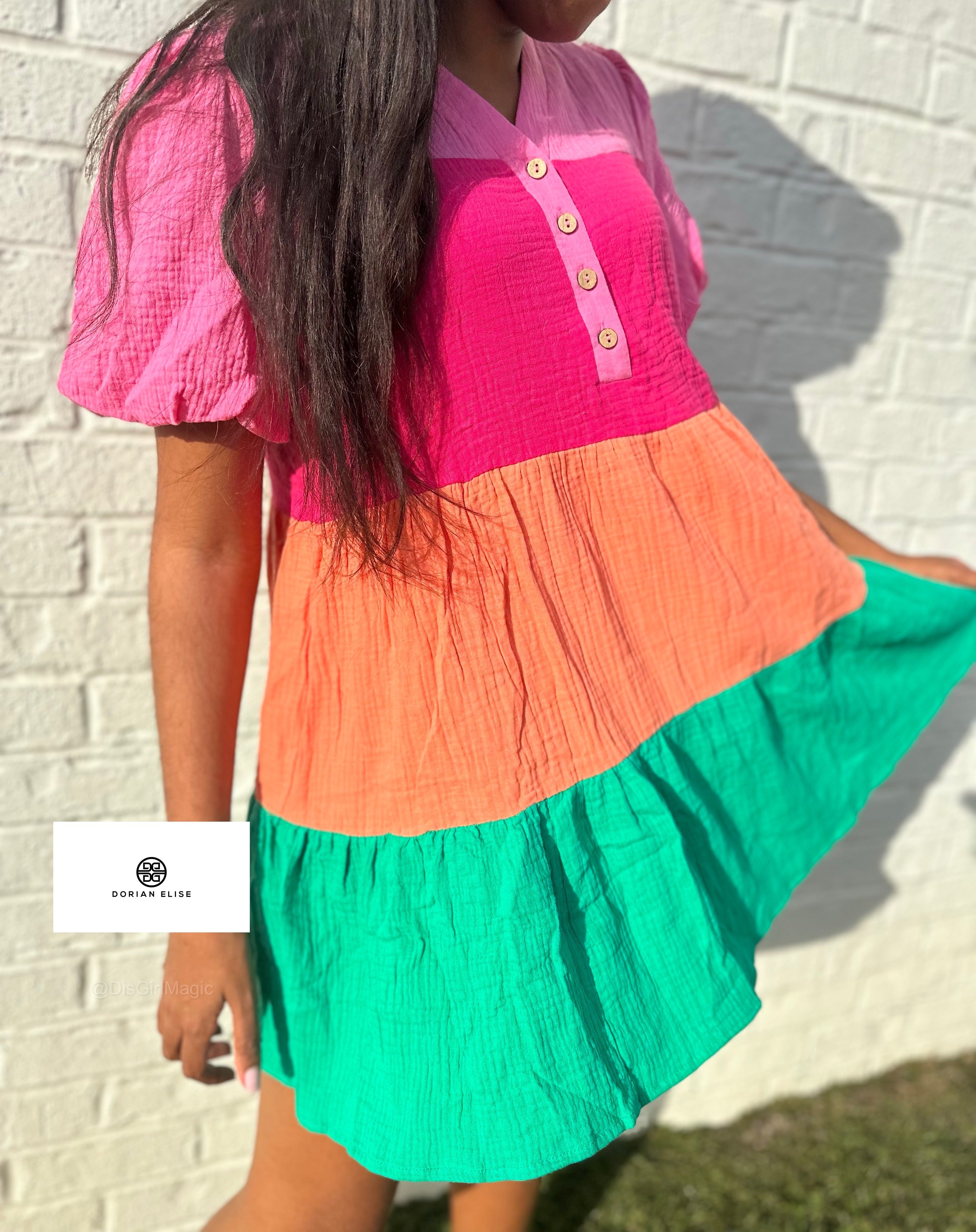 Tropical Sunset Colorblock Mini Dress – Dorian Elise