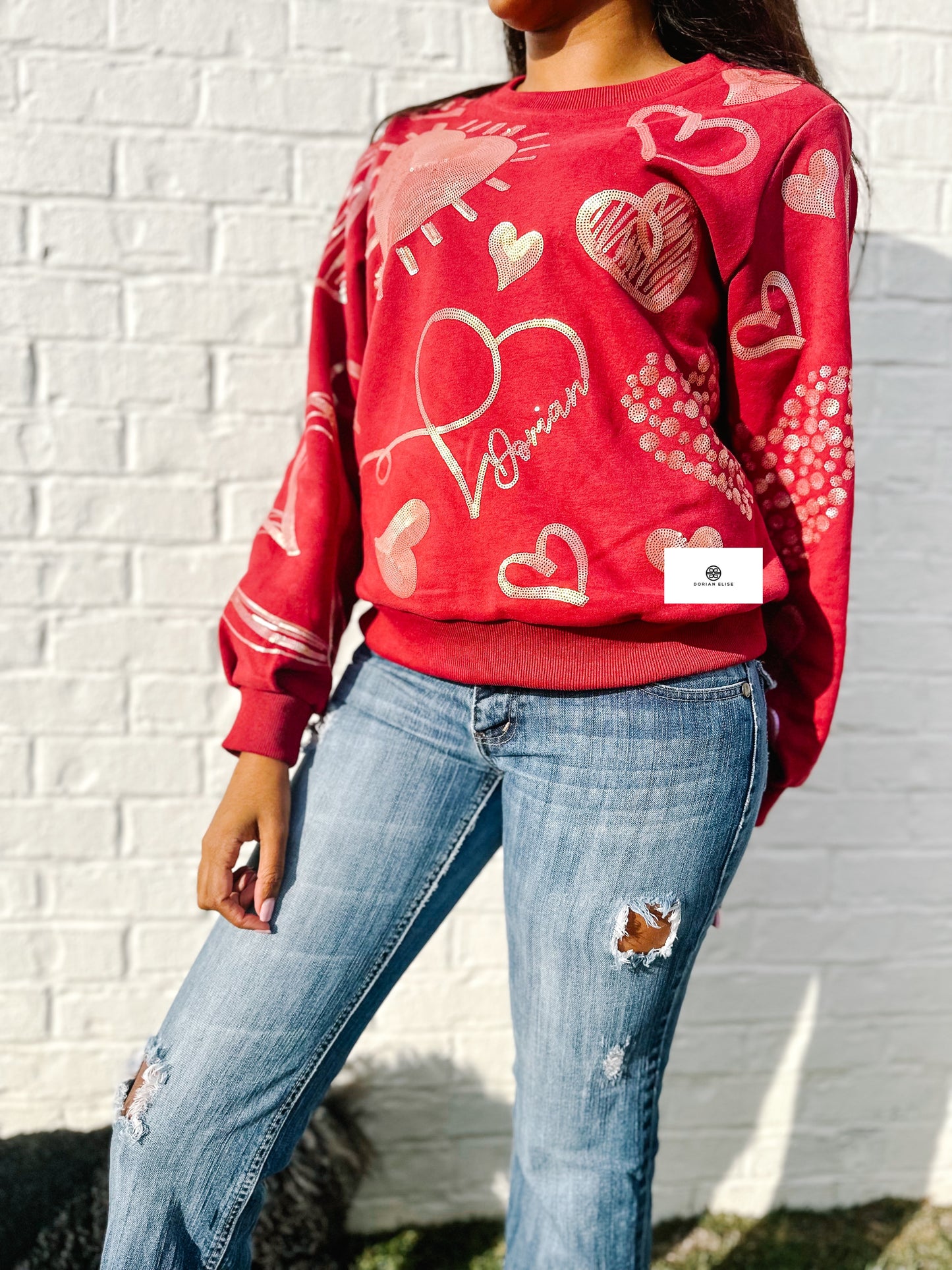 Heartfelt Harmony Sequin Luxe Women's Sweatshirt