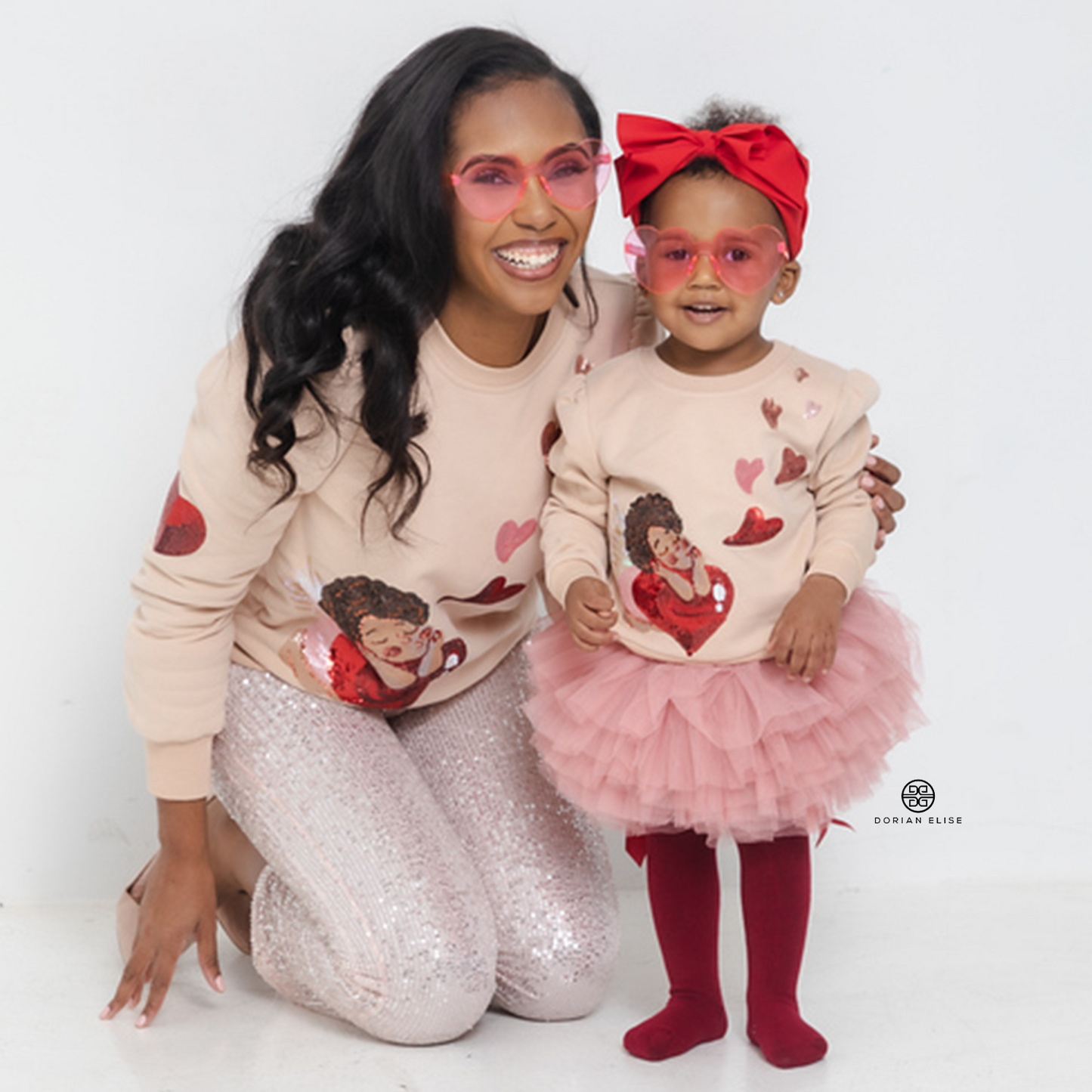 Cupid's Heart Cupid Valentine's Day Girl's Sequin Luxe Sweatshirt